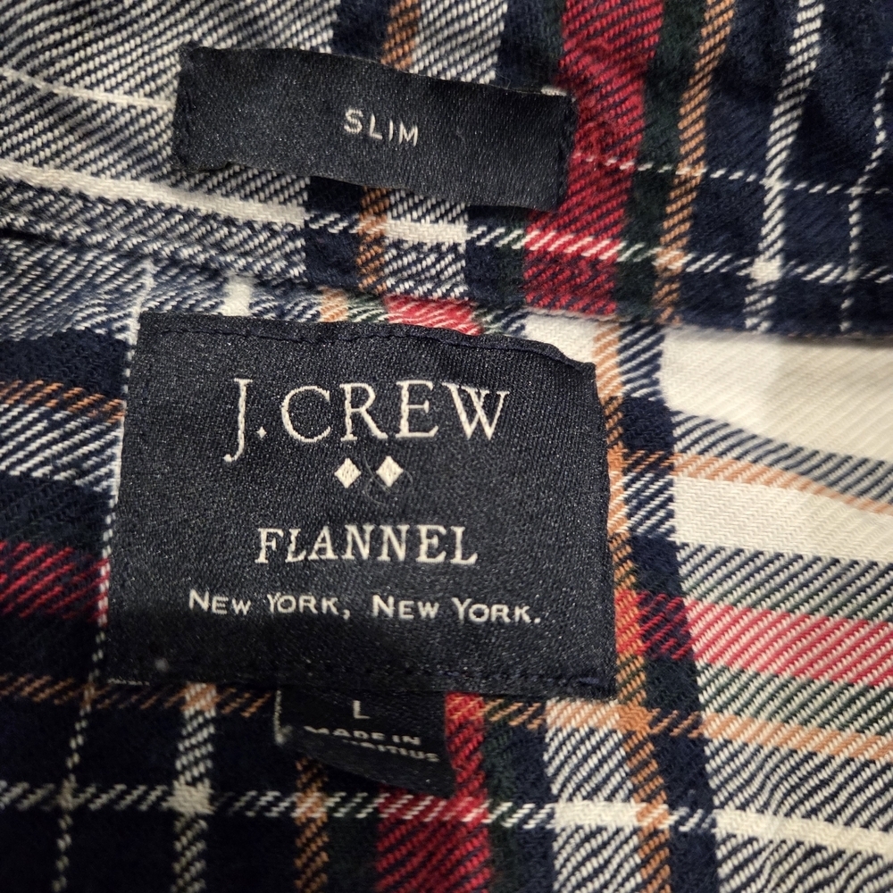 J.Crew Button Down Flannel Slim Fit Long Sleeve Shirt Mens Size Large - Picture 4 of 8